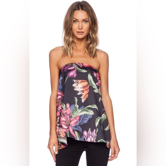 CAMEO black floral flower tropical strapless “Rather Be Bustier” in Night Lily S - Picture 11 of 11